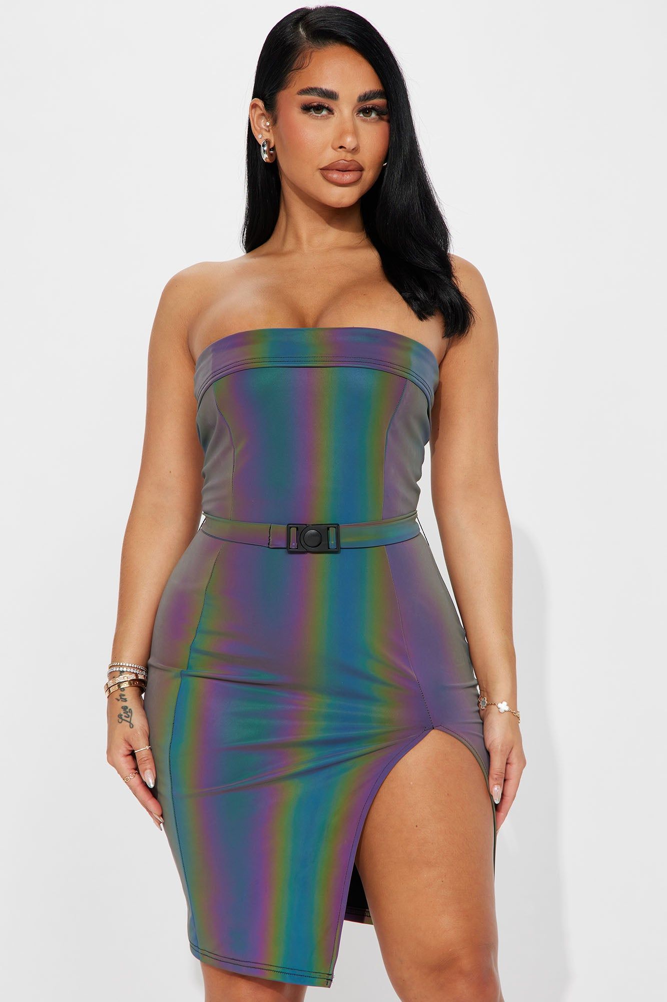 Stop Traffic Reflective Mini Dress - Multi Color sold by Fashion Nova