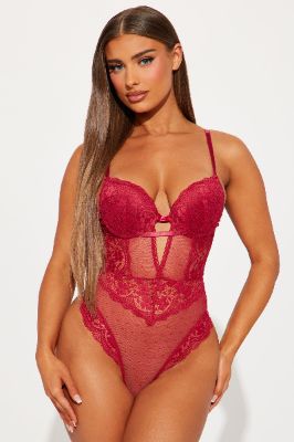 Kiss Me Lace Teddy - Red sold by Fashion Nova