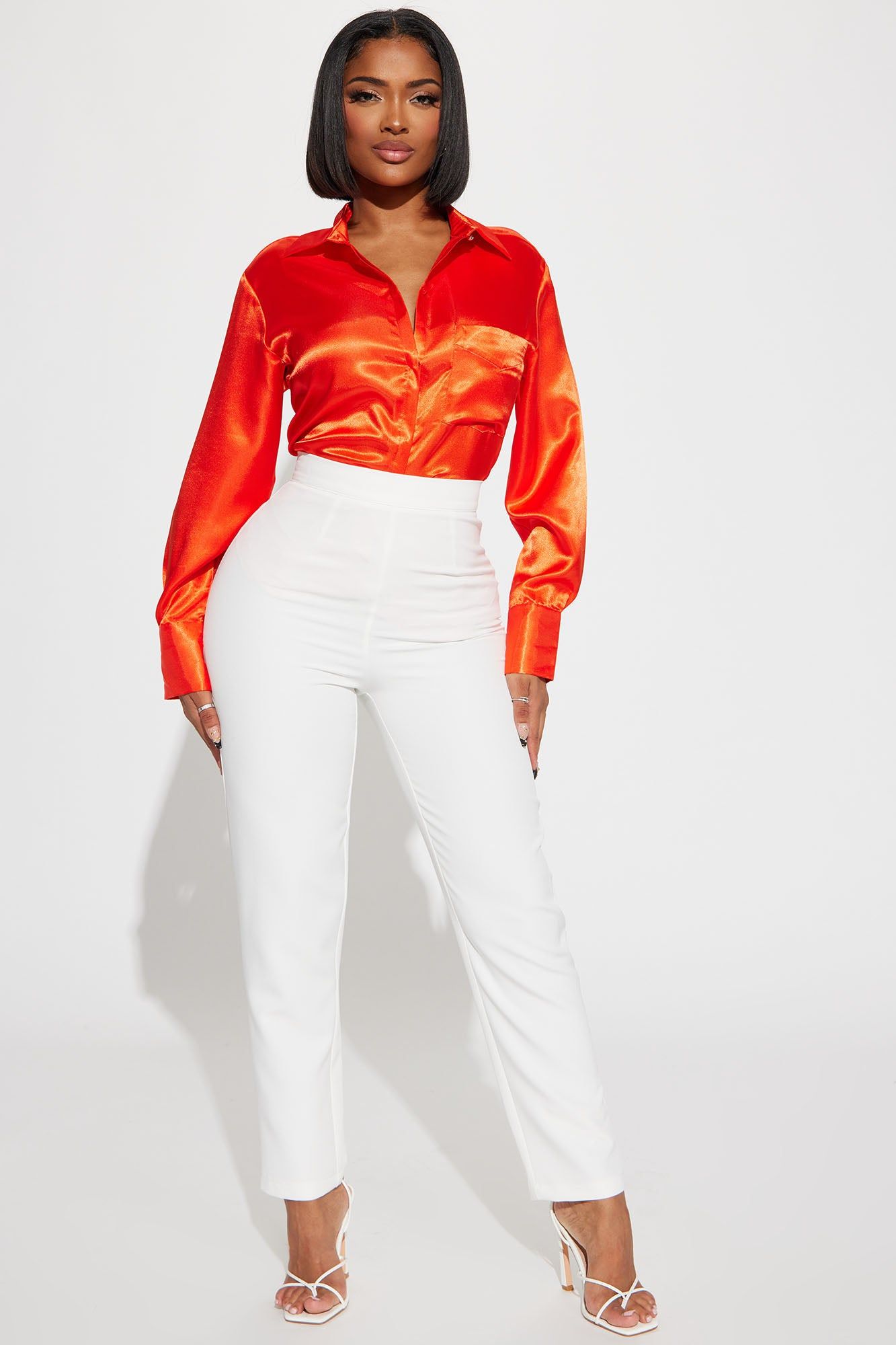 Sedona Satin Shirt - Orange sold by Fashion Nova product image thumbnail 2