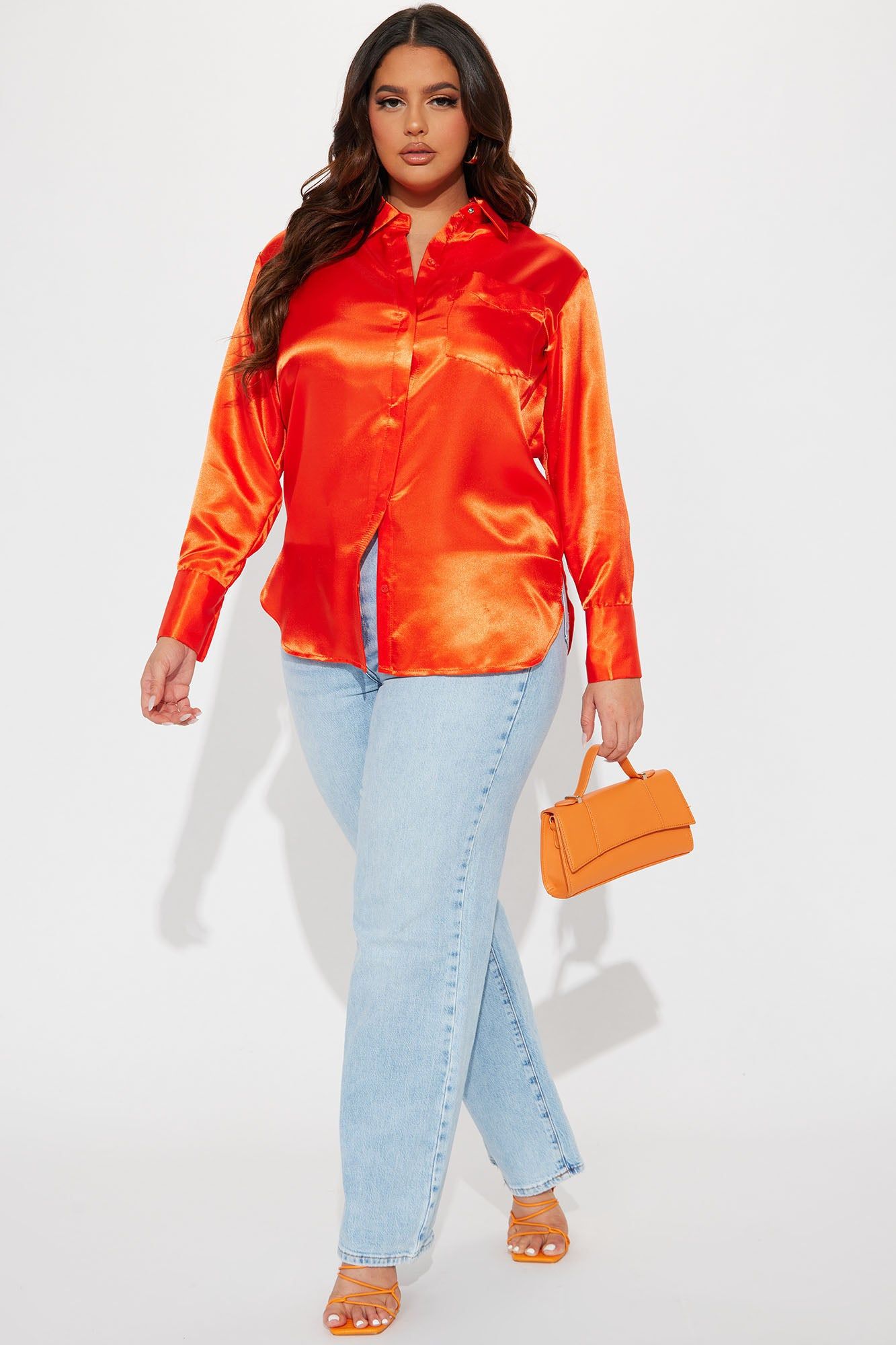 Sedona Satin Shirt - Orange sold by Fashion Nova product image thumbnail 5