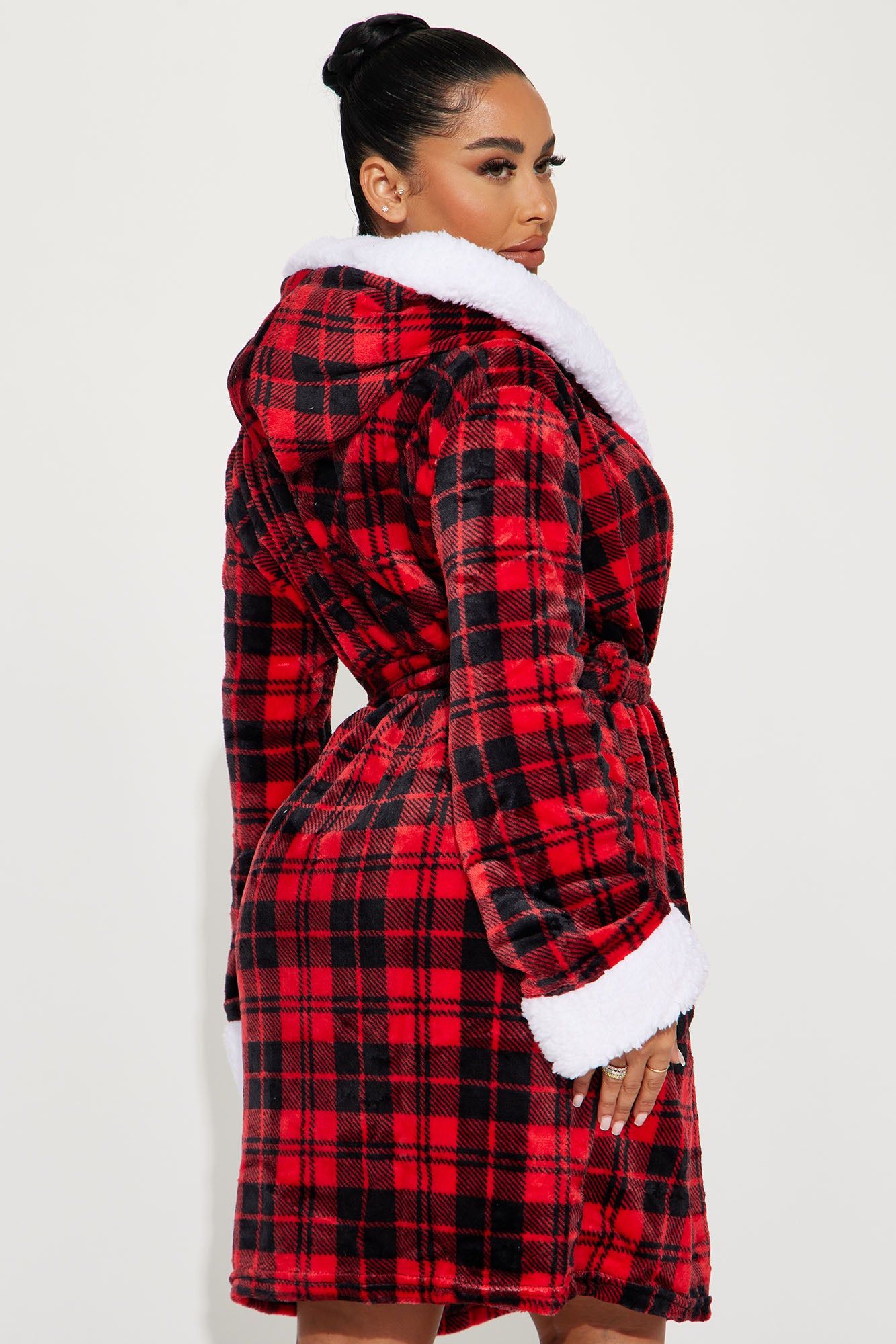 All Cozied Up PJ Plush Robe - Black/Red sold by Fashion Nova product image thumbnail 3