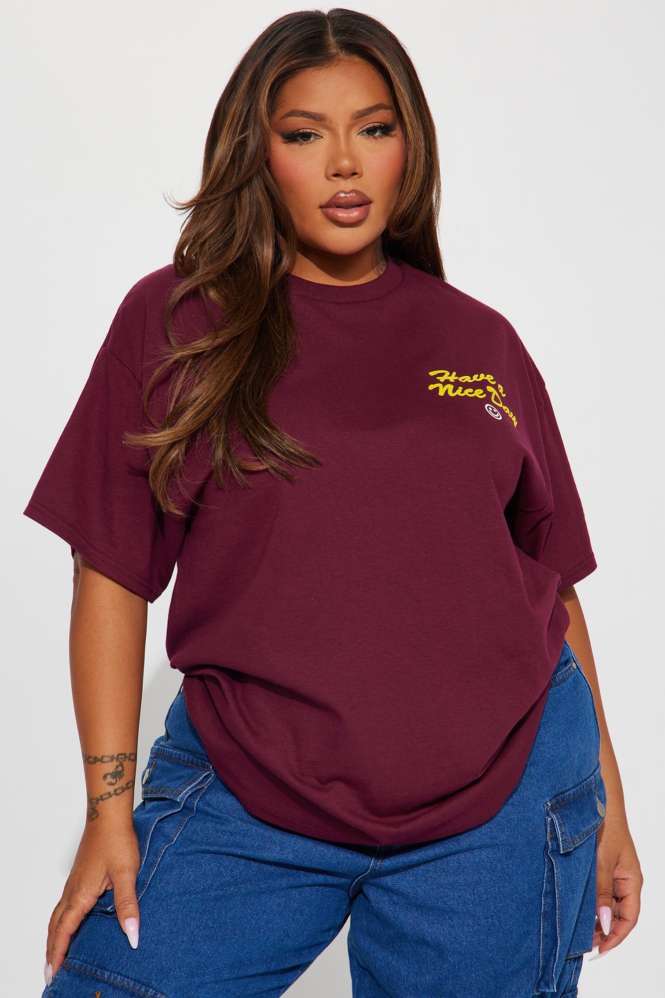 Have A Nice Day Graphic Tee - Burgundy sold by Fashion Nova product image thumbnail 6