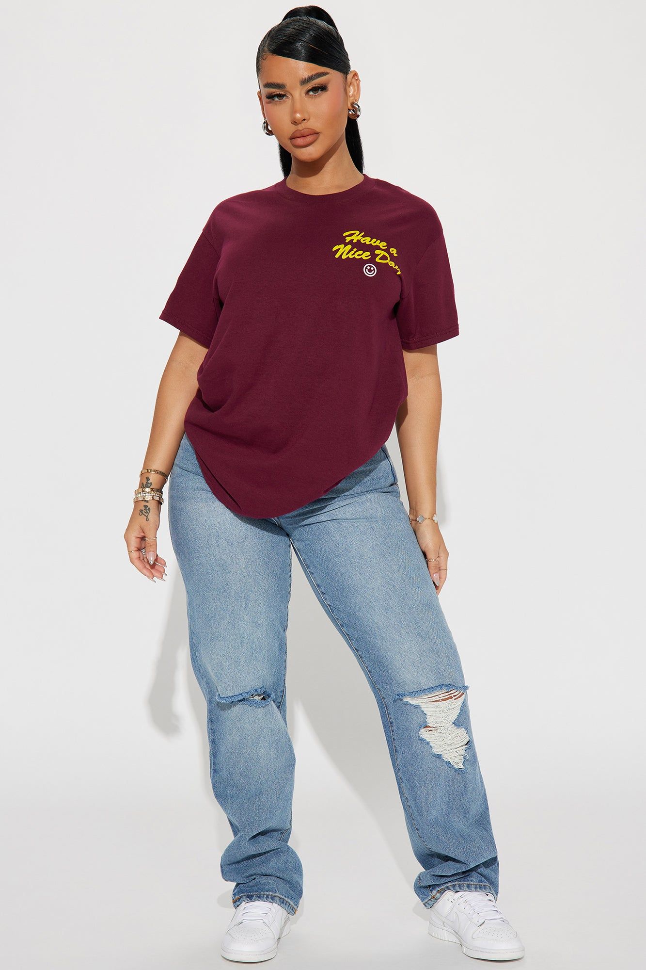 Have A Nice Day Graphic Tee - Burgundy sold by Fashion Nova product image thumbnail 2
