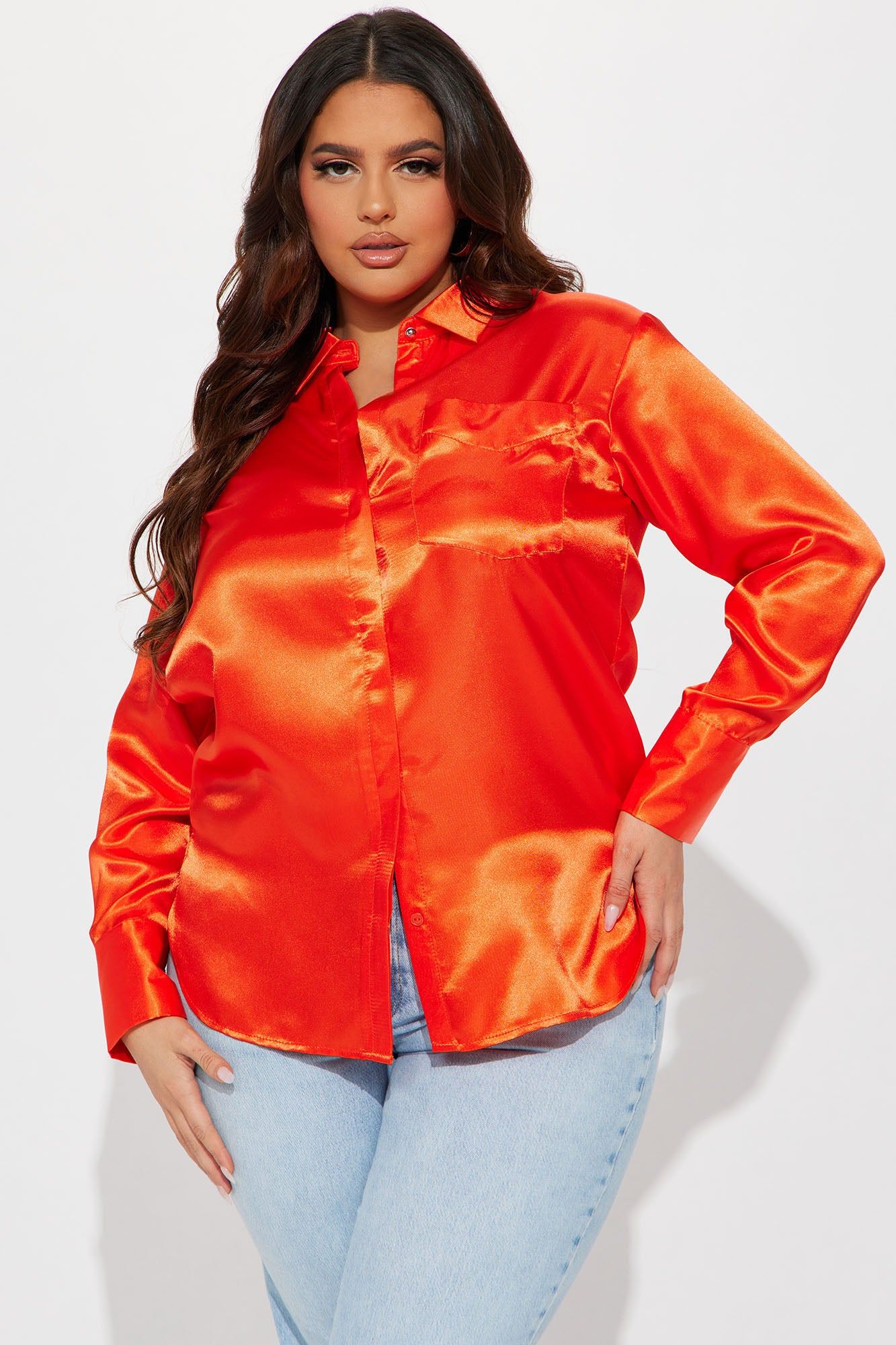 Sedona Satin Shirt - Orange sold by Fashion Nova product image thumbnail 4
