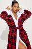 All Cozied Up PJ Plush Robe - Black/Red sold by Fashion Nova