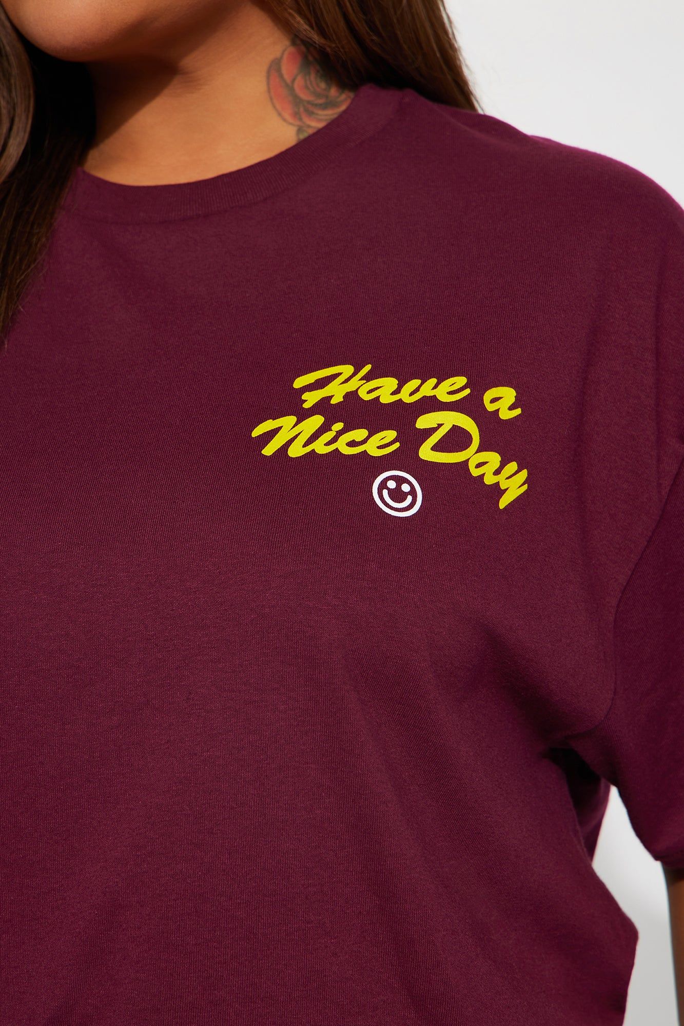 Have A Nice Day Graphic Tee - Burgundy sold by Fashion Nova product image thumbnail 8