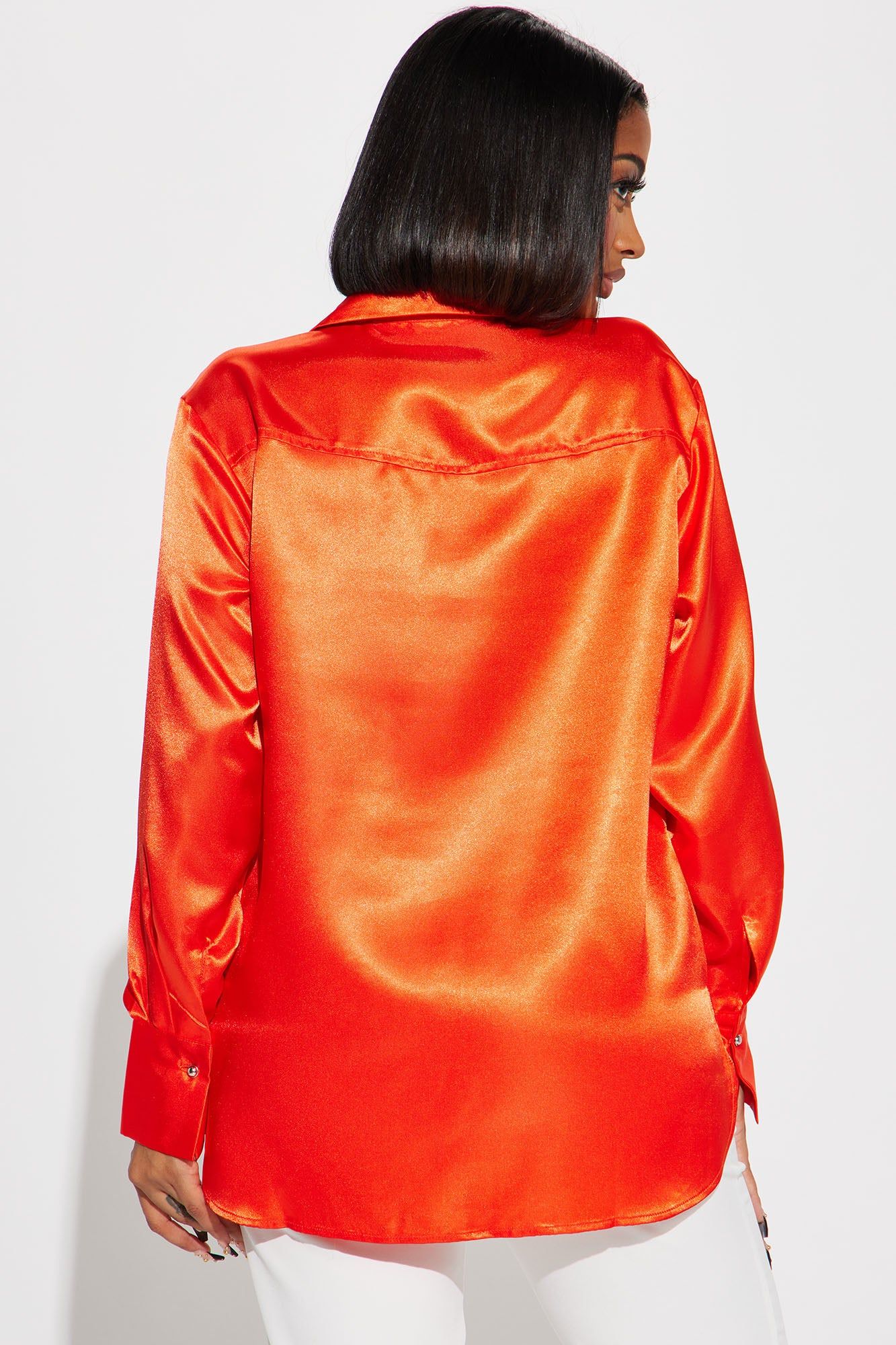 Sedona Satin Shirt - Orange sold by Fashion Nova product image thumbnail 3