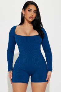 Brynn Snatched Romper - Navy sold by Fashion Nova