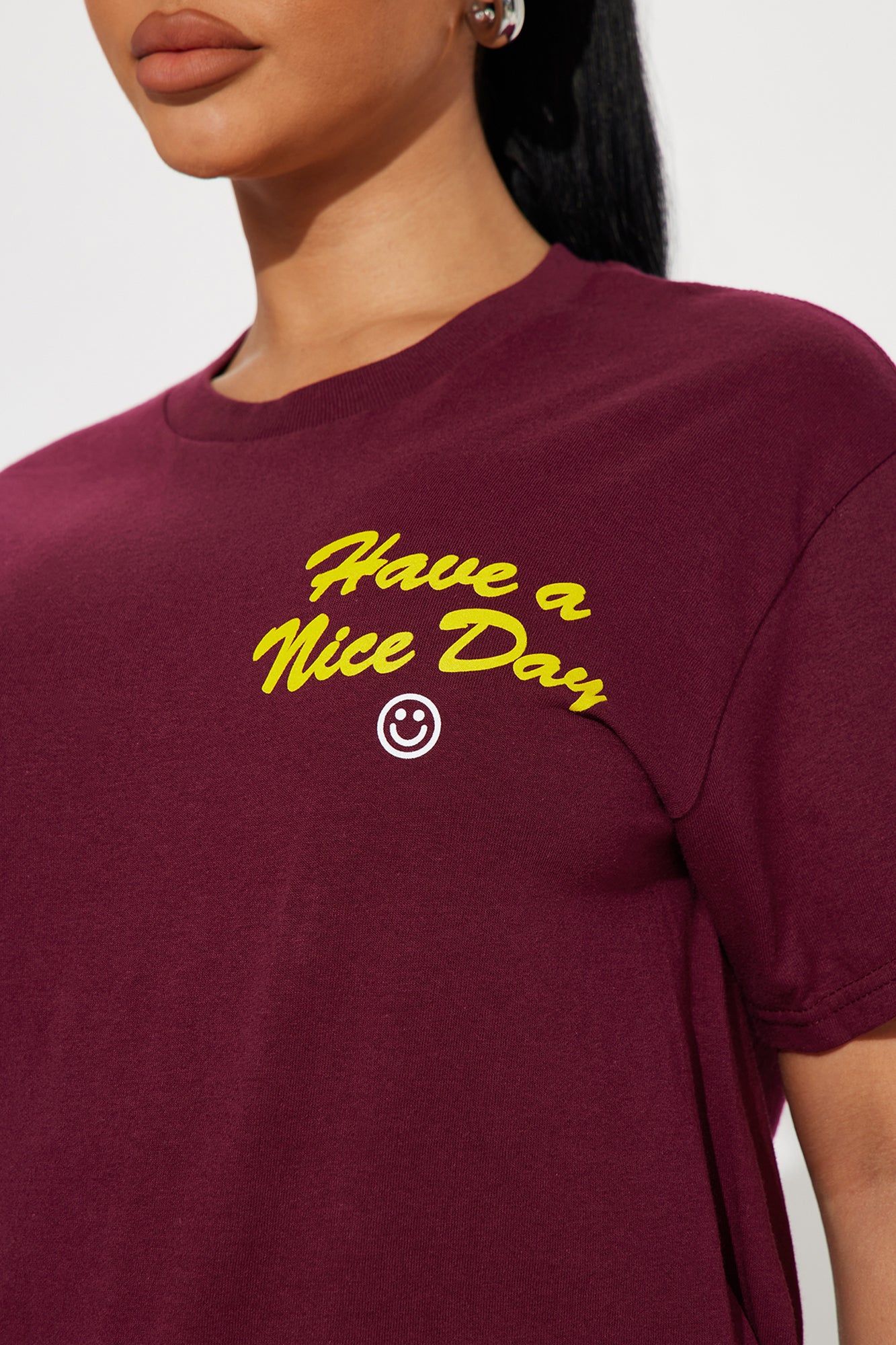 Have A Nice Day Graphic Tee - Burgundy sold by Fashion Nova product image thumbnail 3