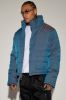 Stormy Iridescent Light Weight Cropped Puffer Jacket - Blue sold by Fashion Nova