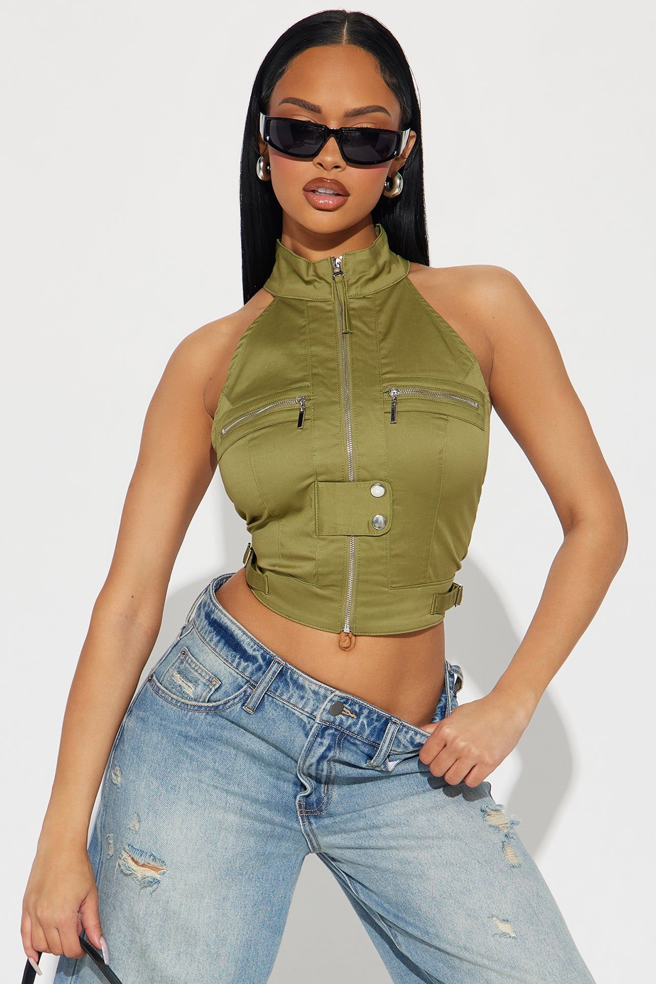 Don't Play Top - Olive sold by Fashion Nova