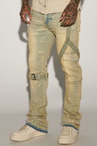 Strap Me Up Stacked Skinny Flare Jeans - Medium Wash sold by Fashion Nova