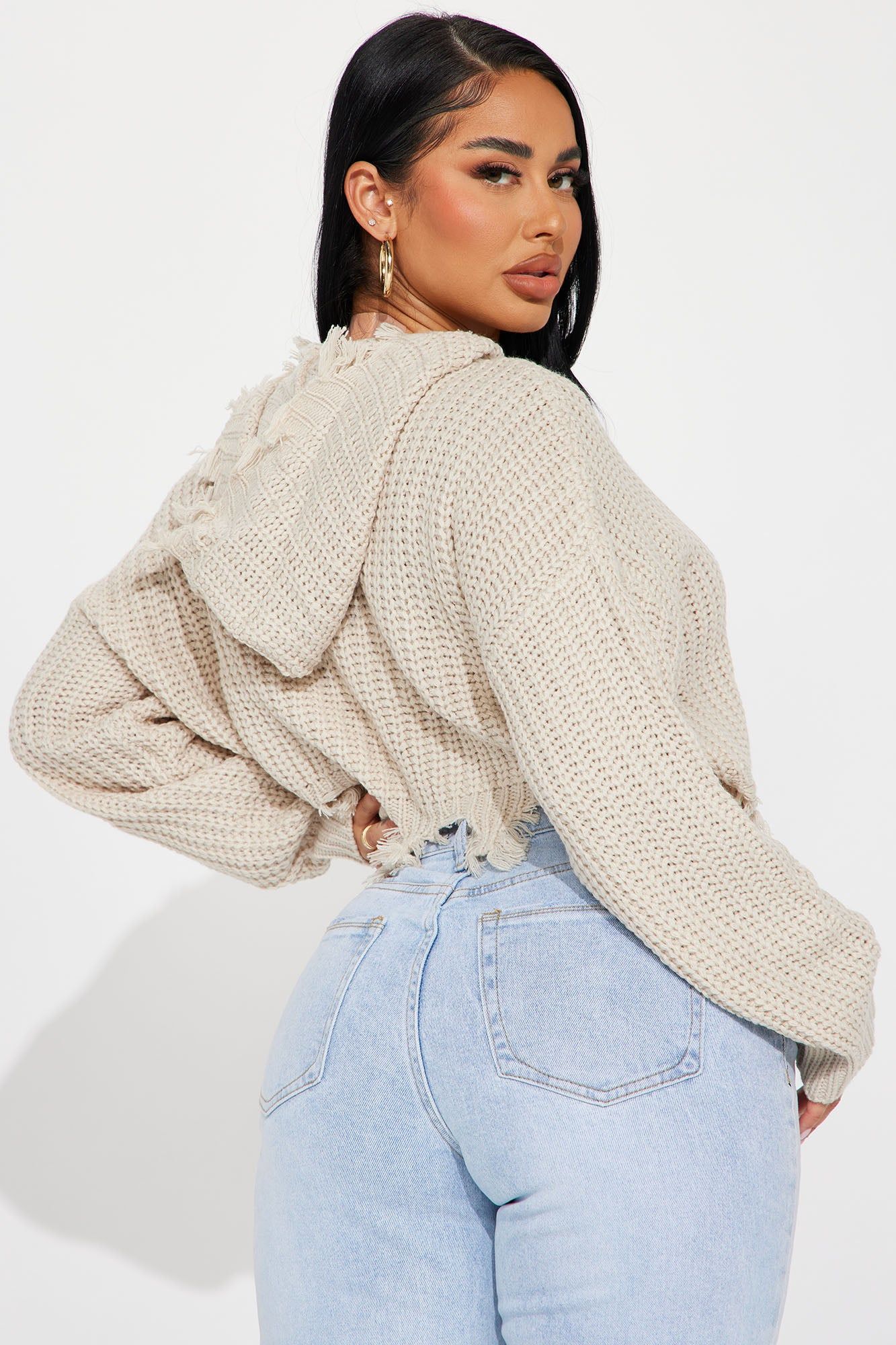 Emery Distressed Cardigan Sweater - Oatmeal sold by Fashion Nova product image thumbnail 3