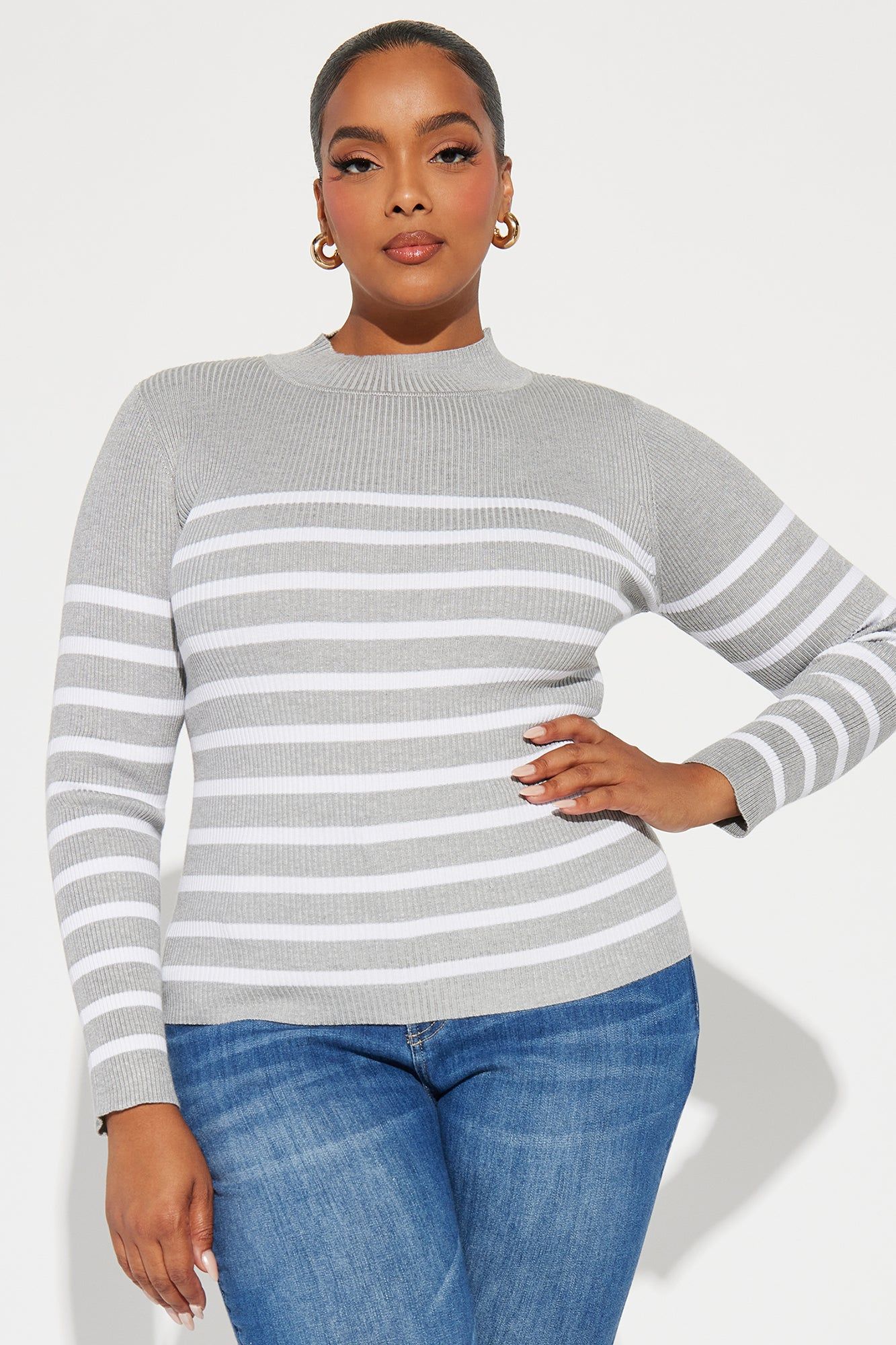 Aletha Striped Sweater - Grey/combo sold by Fashion Nova product image thumbnail 4