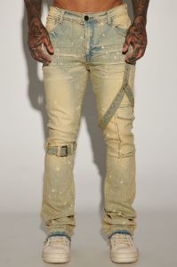 Strap Me Up Stacked Skinny Flare Jeans - Medium Wash sold by Fashion Nova