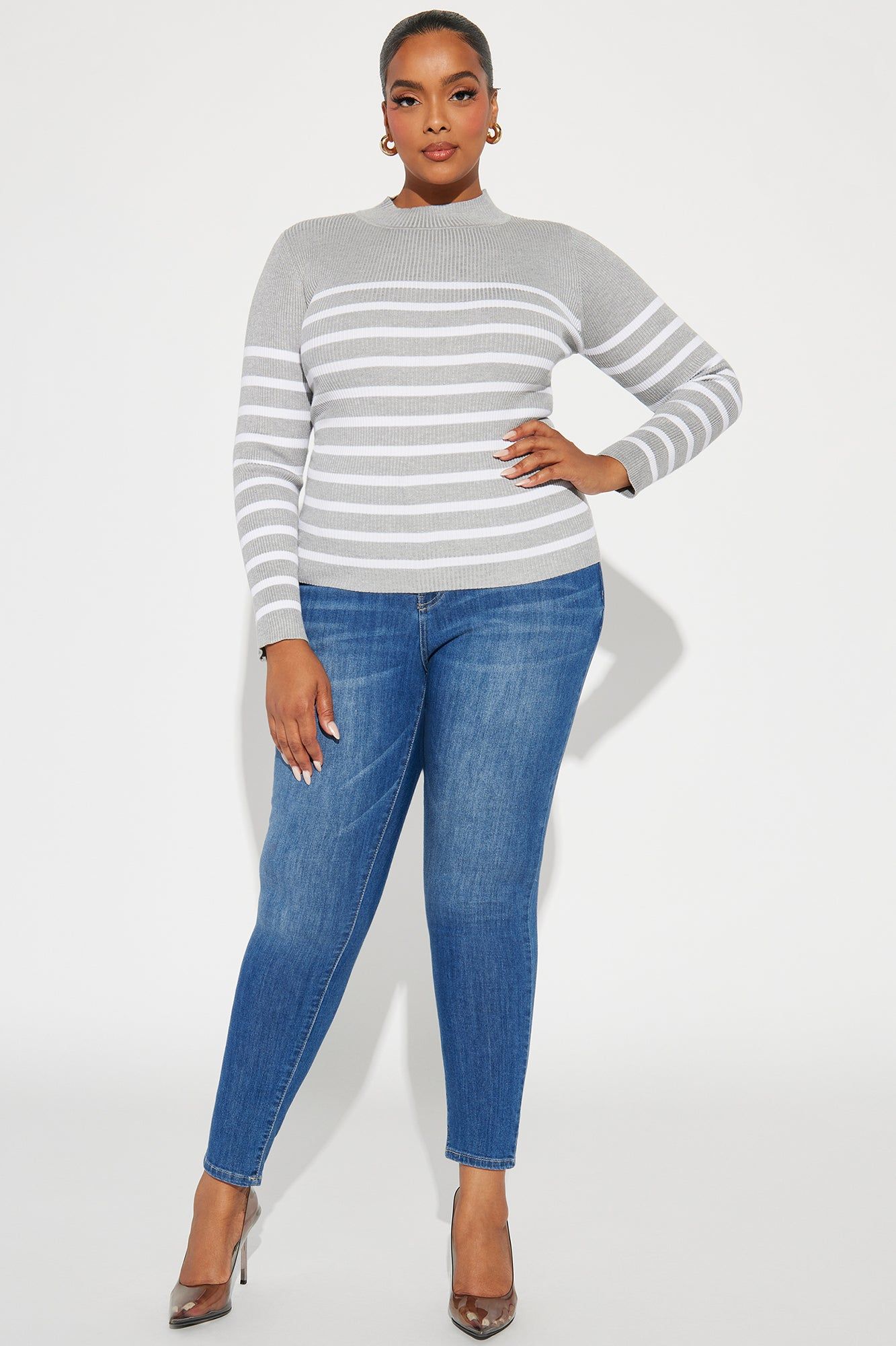 Aletha Striped Sweater - Grey/combo sold by Fashion Nova product image thumbnail 5