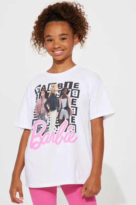 Mini Barbie Checkered Short Sleeve Tee - White sold by Fashion Nova
