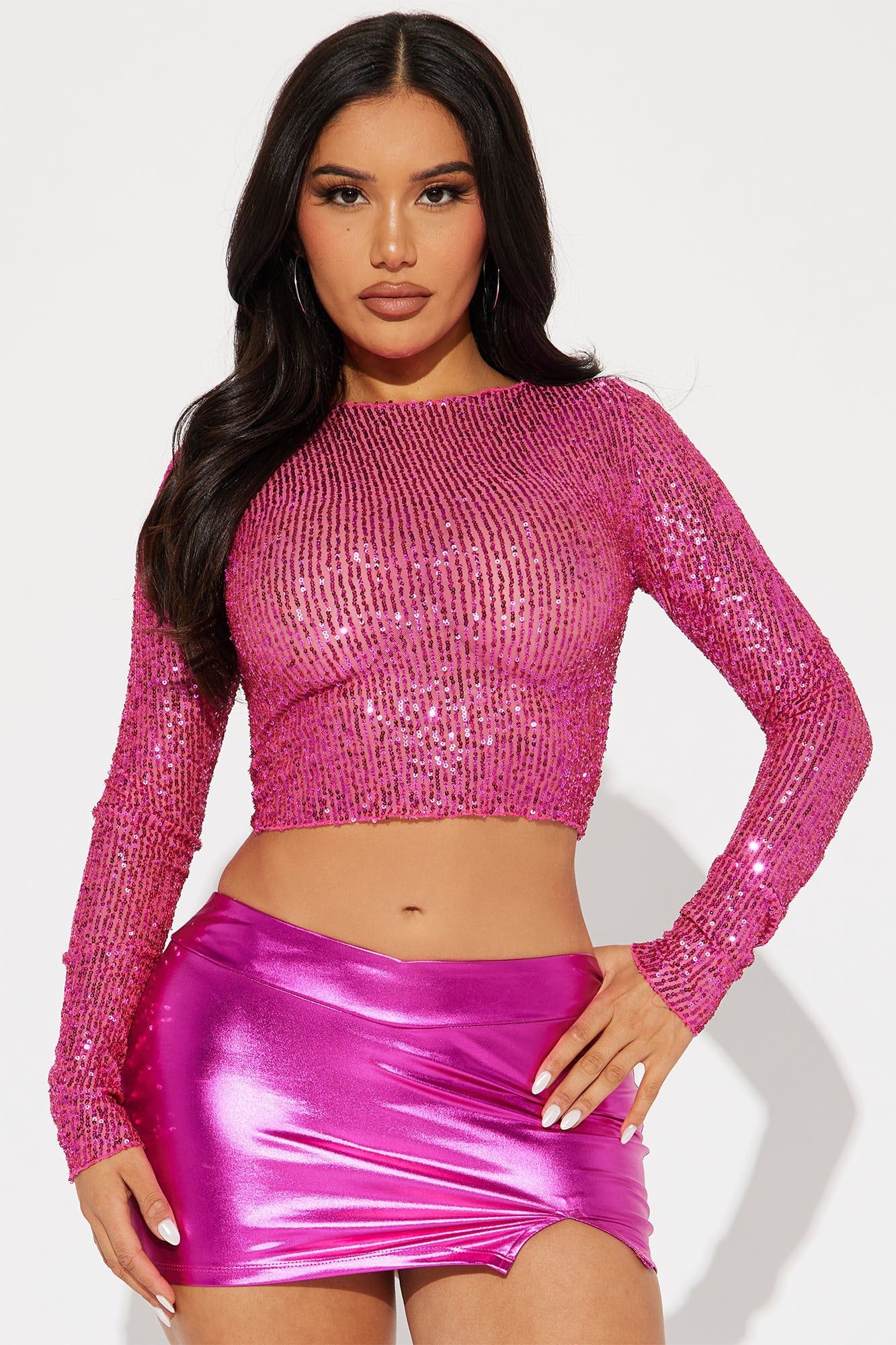 Alyssa Sequin Top - Fuchsia sold by Fashion Nova