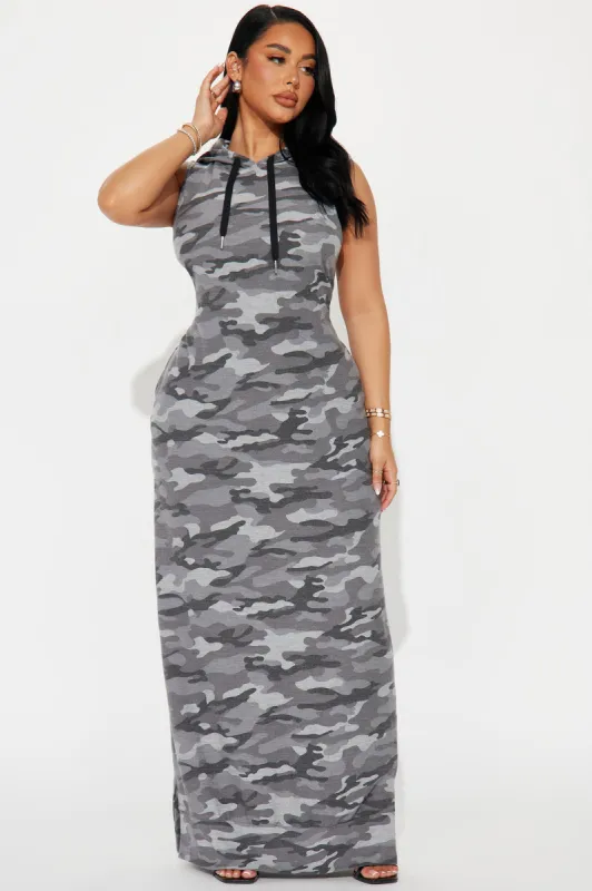 Hide Out Maxi Dress - Grey sold by Fashion Nova