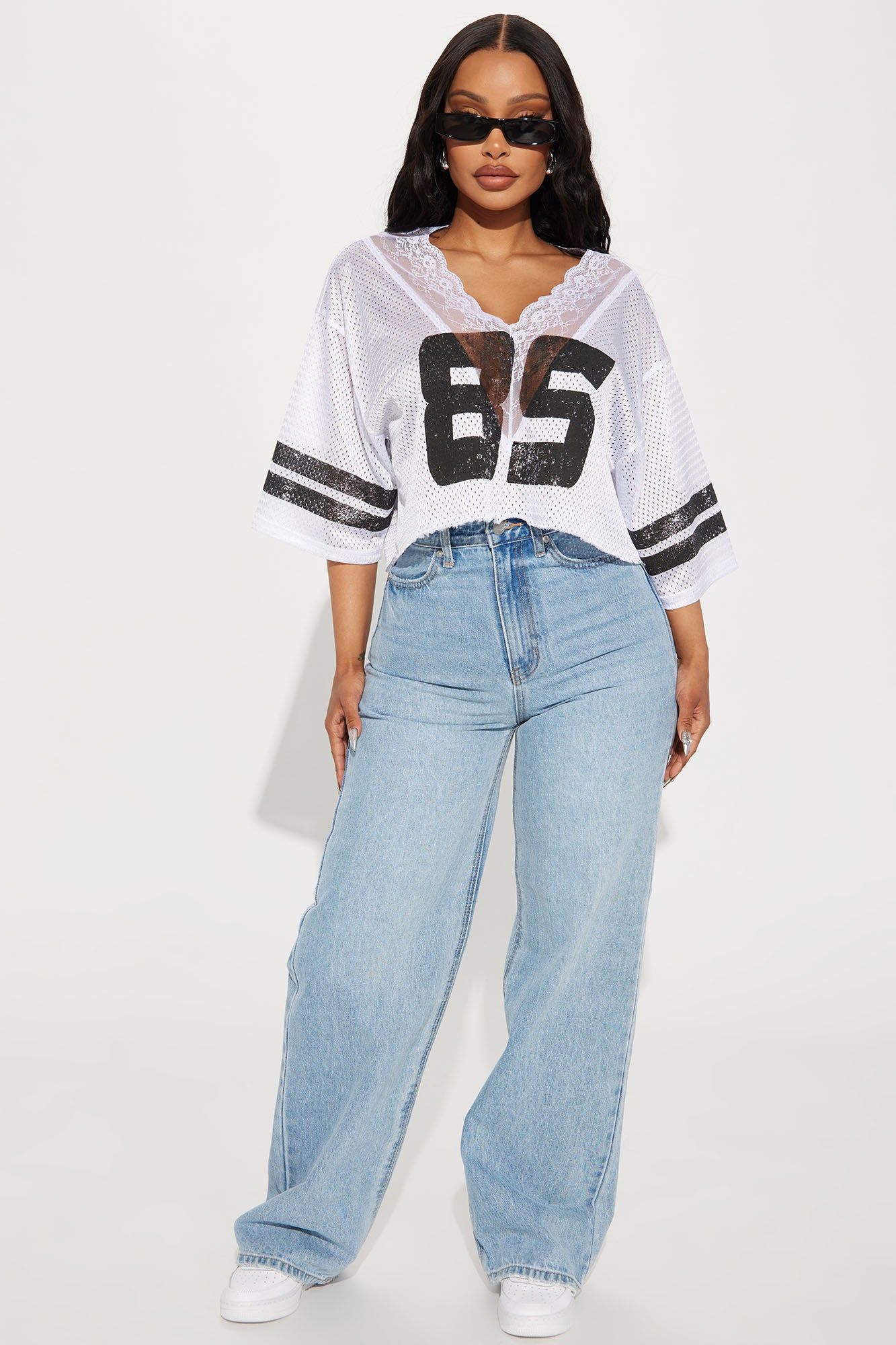 Lucky 85 Lace Jersey Tee - White sold by Fashion Nova product image thumbnail 2
