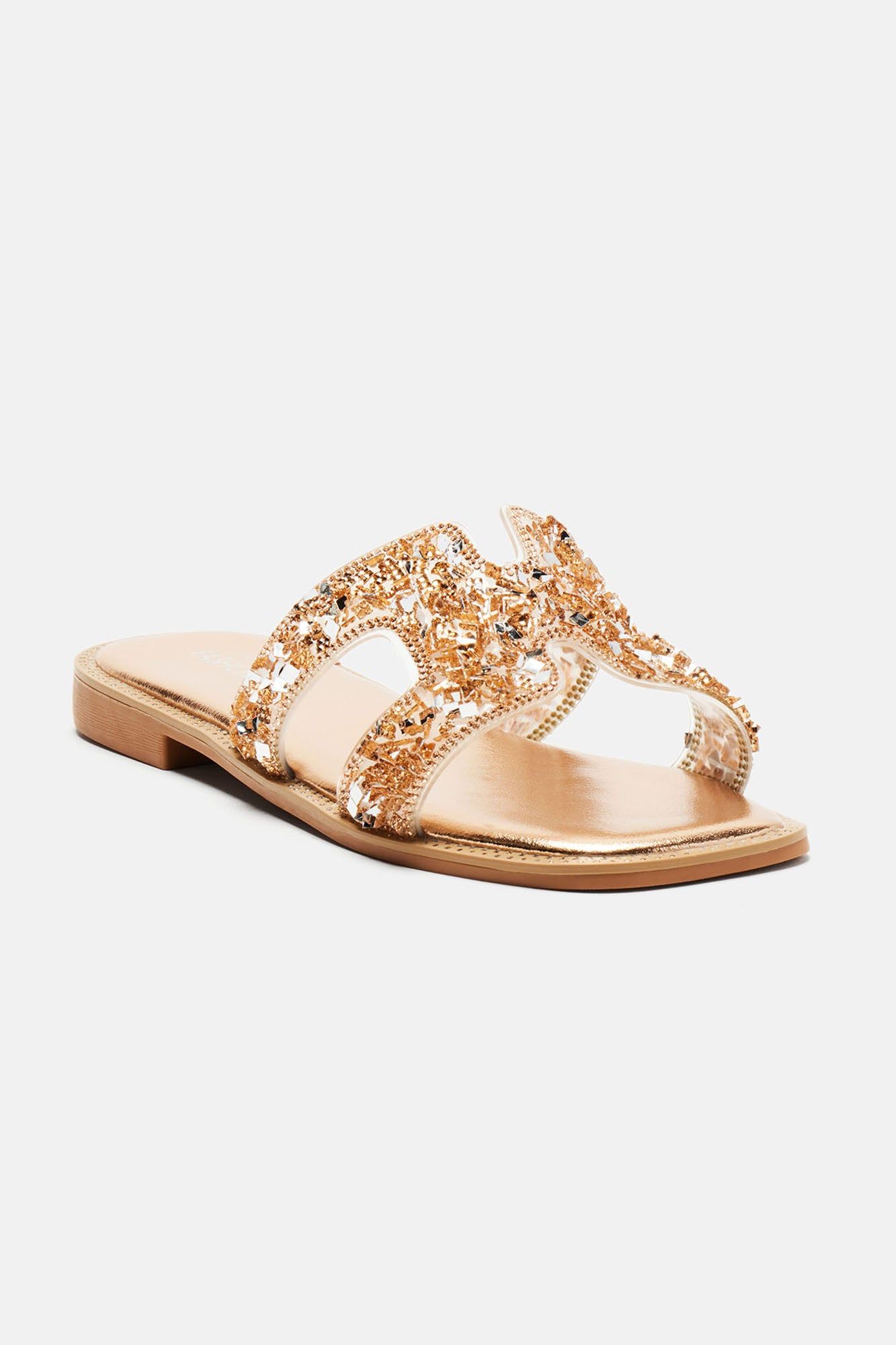 One Of The Gals Embellished Flat Sandals - Rose Gold sold by Fashion Nova product image thumbnail 4