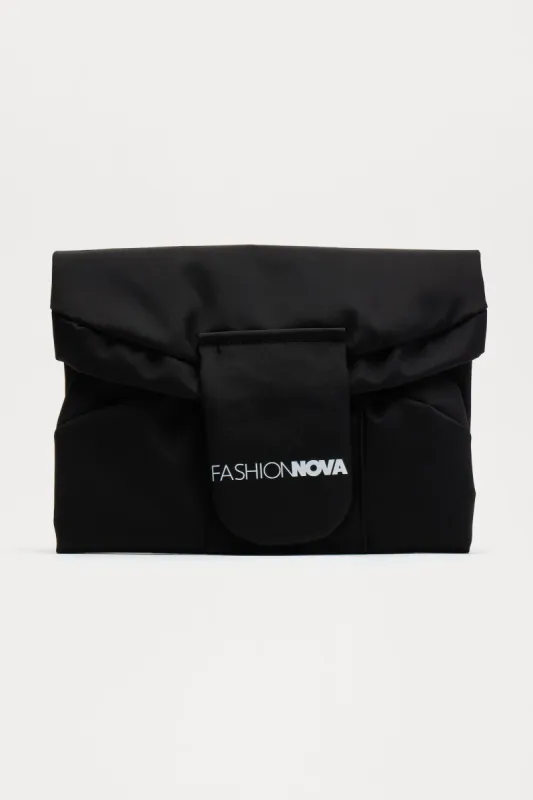 On The Go Drawstring Makeup Bag  - Black/White sold by Fashion Nova
