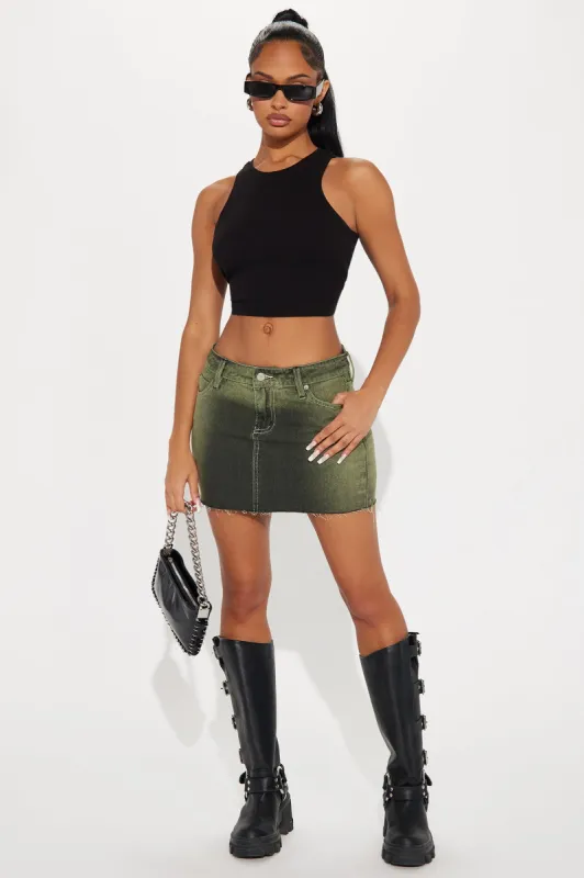 Terra Tinted Denim Mini Skirt - Green sold by Fashion Nova