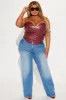 Catching Looks Faux Leather Top - Wine sold by Fashion Nova