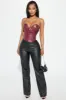 Catching Looks Faux Leather Top - Wine sold by Fashion Nova