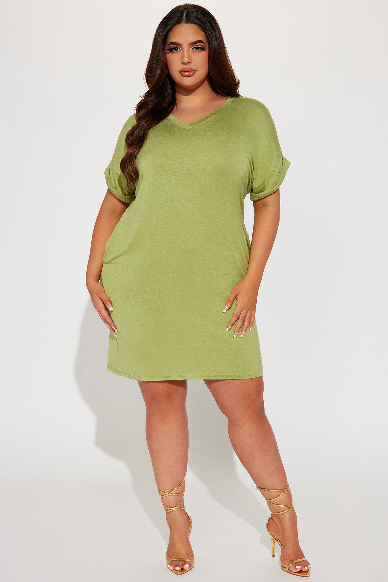 Kinsley T-Shirt Dress - Olive sold by Fashion Nova product image thumbnail 4