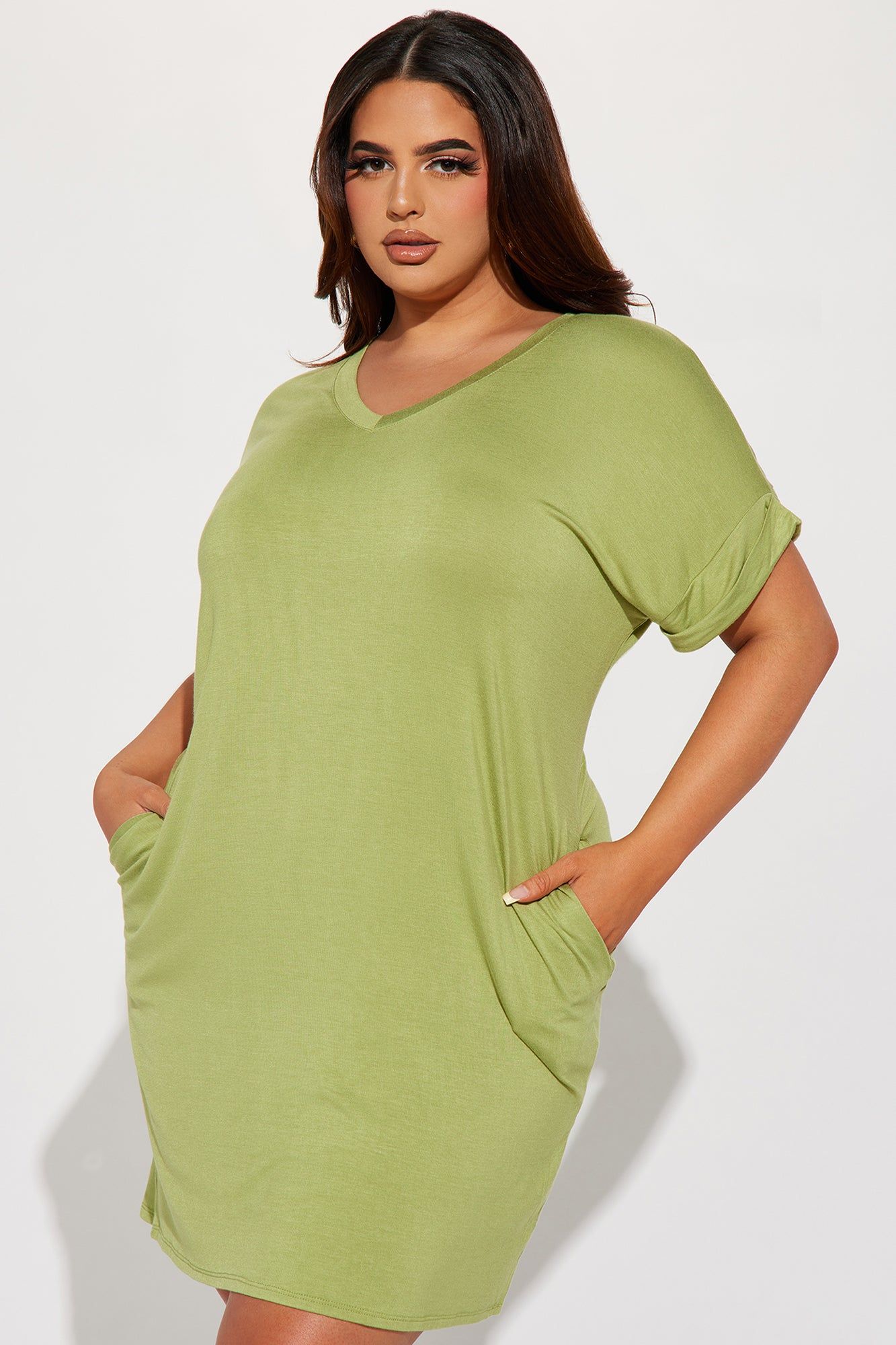 Kinsley T-Shirt Dress - Olive sold by Fashion Nova product image thumbnail 5