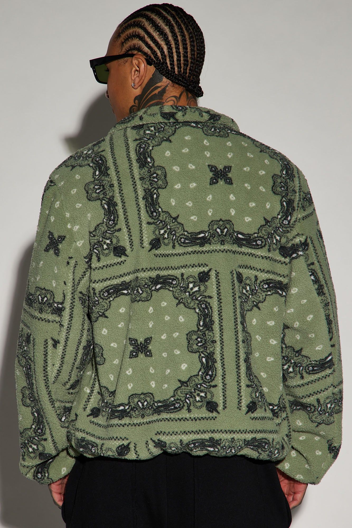 Eyes On Paisley Print Fleece Jacket - Green sold by Fashion Nova product image thumbnail 4