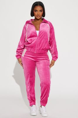 Old School Velour Jogger Set - Pink sold by Fashion Nova