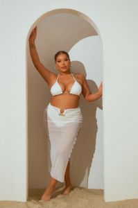 Farrah Hardware Cover Up Midi Skirt - White sold by Fashion Nova