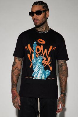 New York Mother Freedom Short Sleeve Tee - Black sold by Fashion Nova