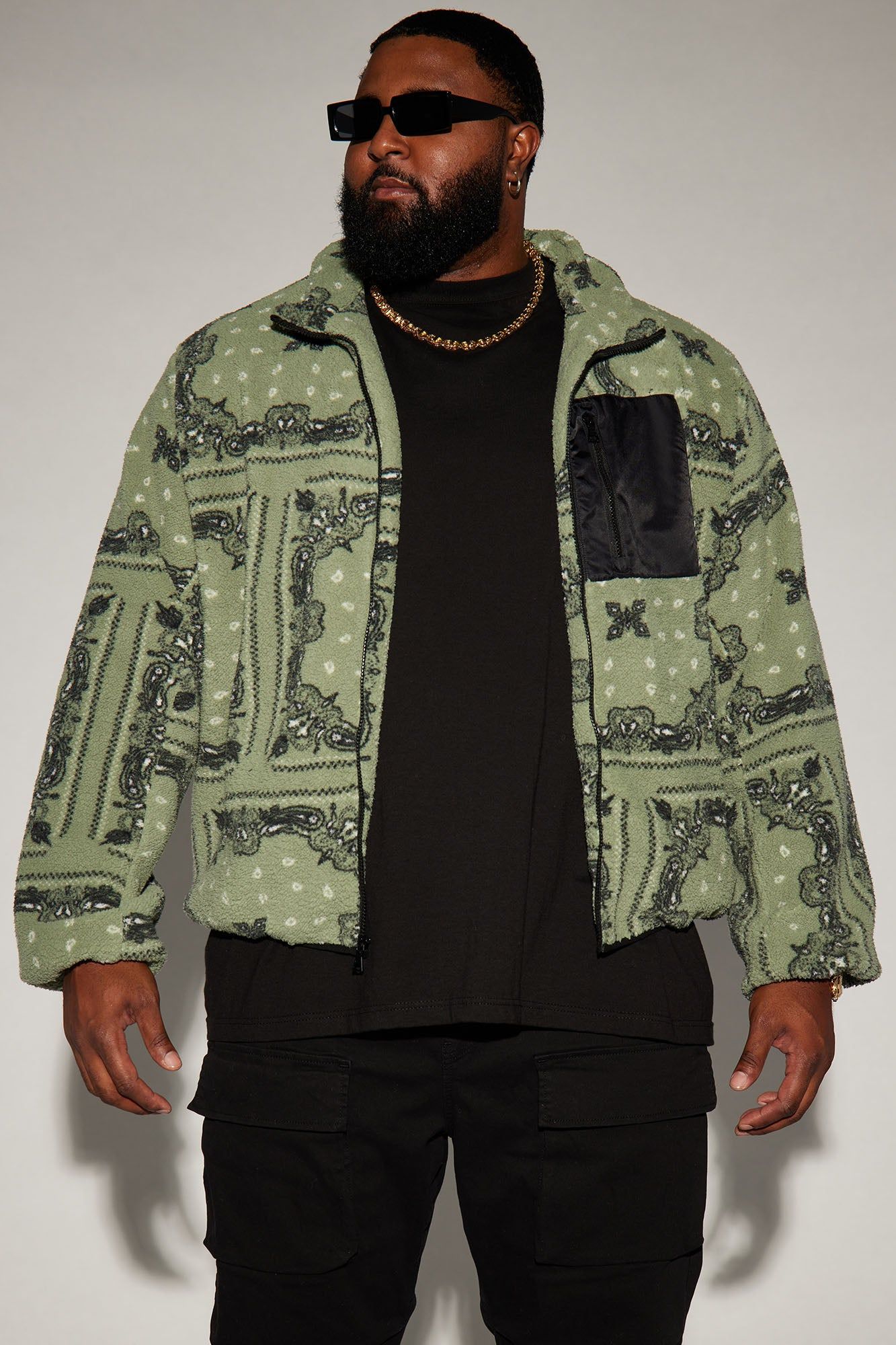 Eyes On Paisley Print Fleece Jacket - Green sold by Fashion Nova product image thumbnail 5