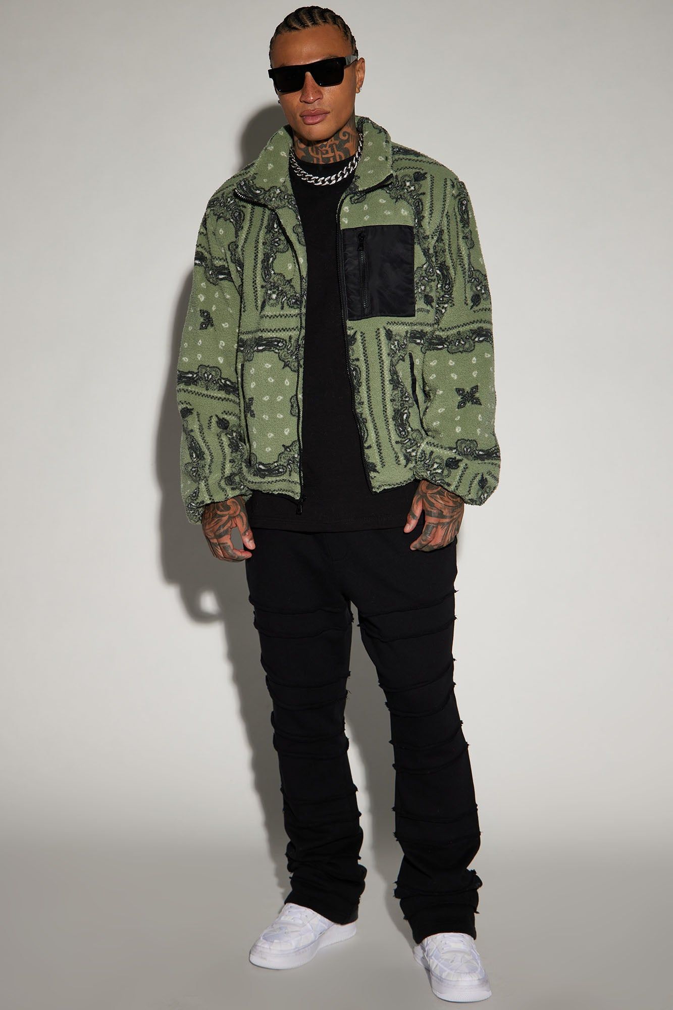 Eyes On Paisley Print Fleece Jacket - Green sold by Fashion Nova product image thumbnail 2