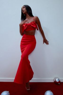 Sipping Fine Wine Skirt Set - Red sold by Fashion Nova