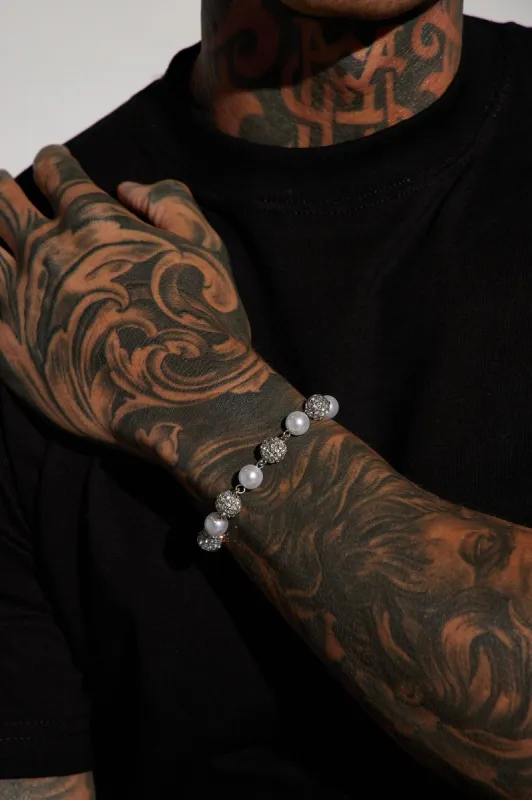 Ball Pearl Iced Out Bracelet - Silver sold by Fashion Nova