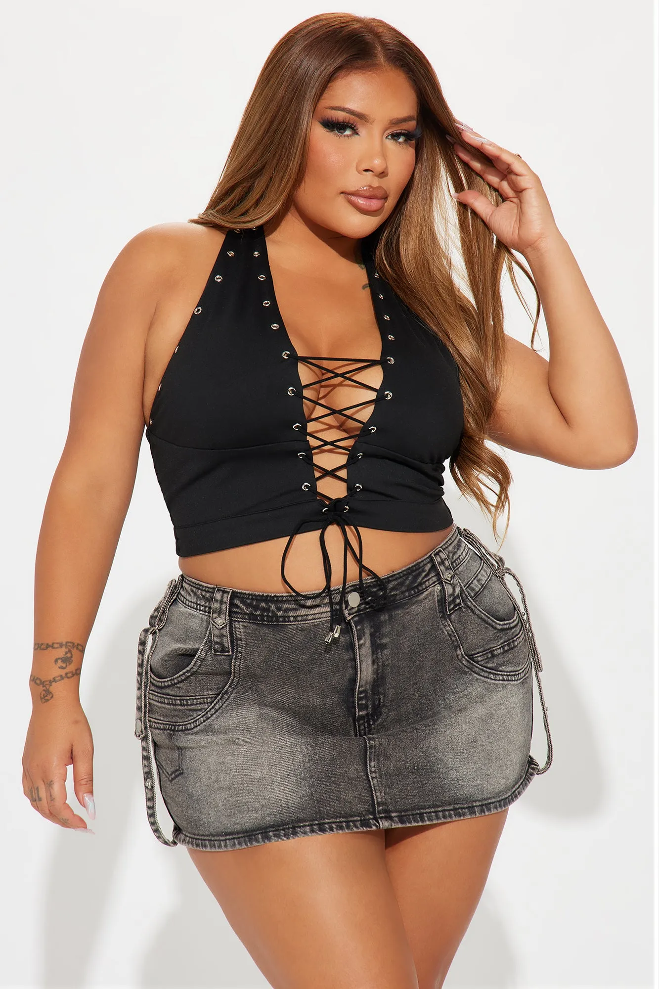 Can't Be Friends Lace Up Halter Top - Black sold by Fashion Nova product image thumbnail 5