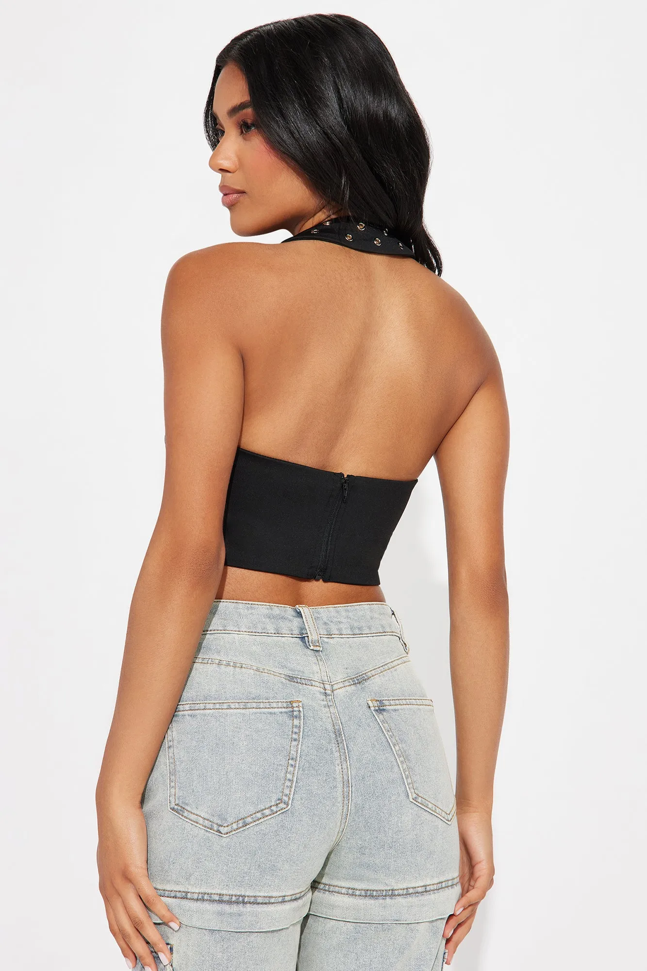 Can't Be Friends Lace Up Halter Top - Black sold by Fashion Nova product image thumbnail 4