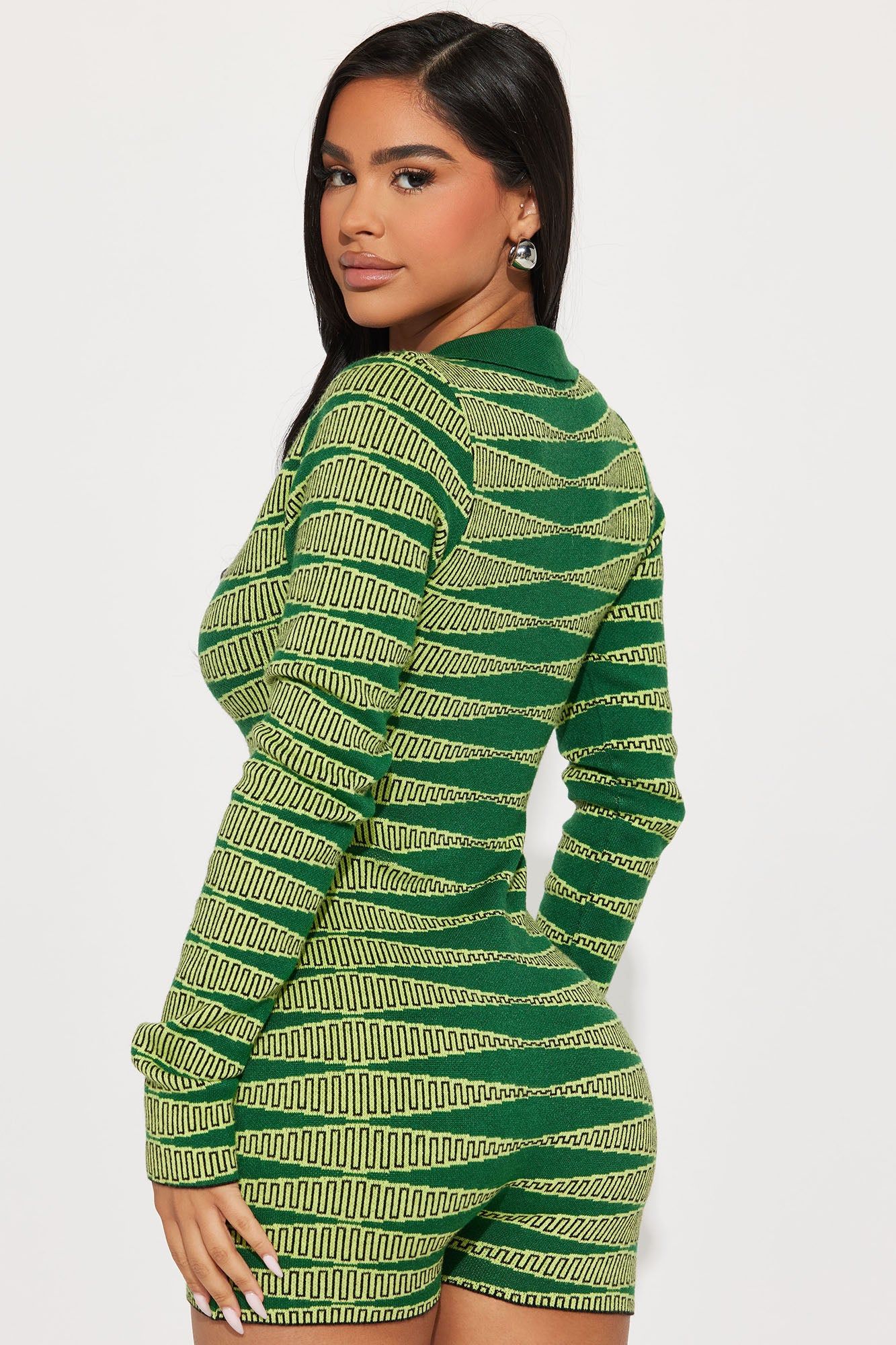 Work This Out Sweater Romper - Green/combo sold by Fashion Nova product image thumbnail 3