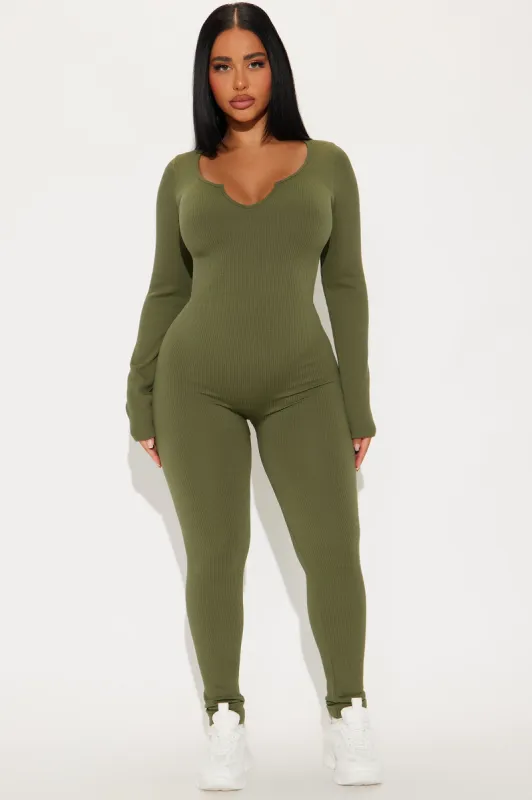 Giada Seamless Jumpsuit - Olive sold by Fashion Nova
