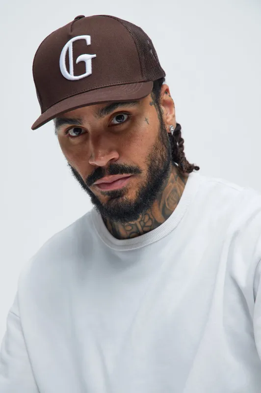 Georgia Twill Trucker Hat - Dark Brown sold by Fashion Nova