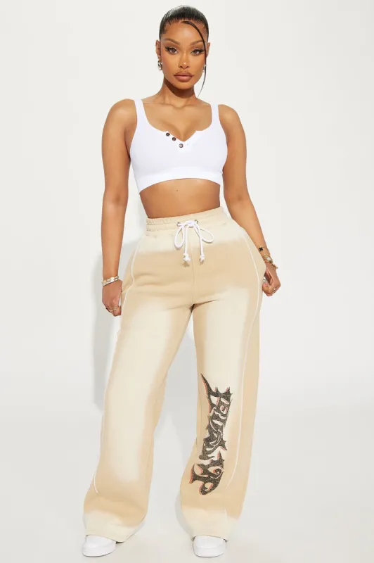 Level Up Washed Wide Leg Pants - Sand sold by Fashion Nova