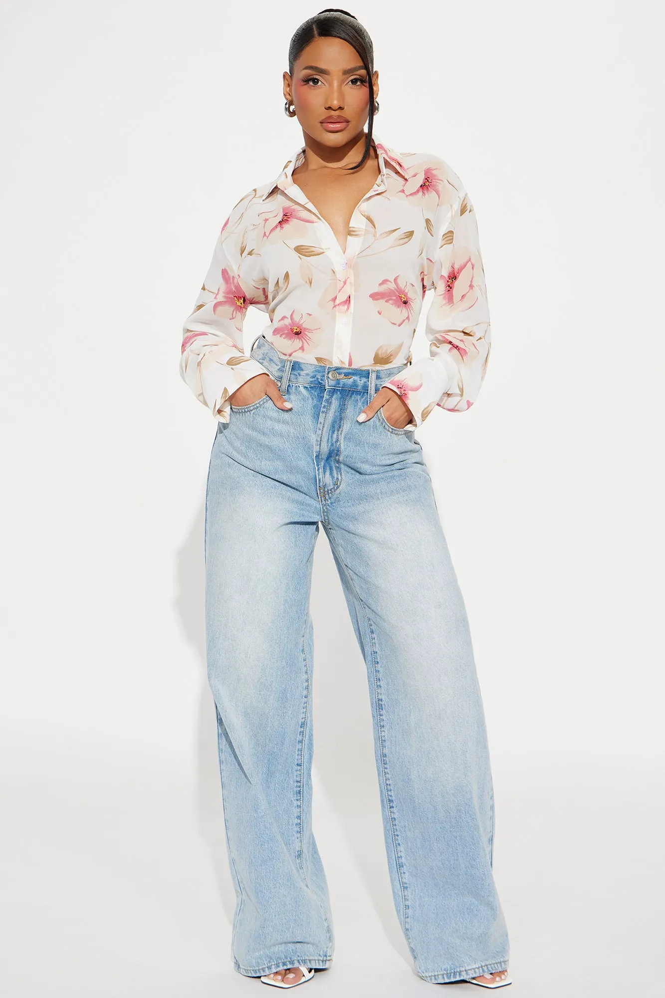 La Fleur Floral Shirt - Ivory/combo sold by Fashion Nova product image thumbnail 2
