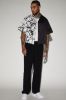 Malta Split Cropped Shirt - Black/combo sold by Fashion Nova