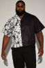 Malta Split Cropped Shirt - Black/combo sold by Fashion Nova