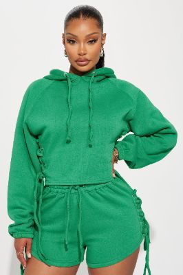 All Tied Up Fleece Hoodie - Kelly Green sold by Fashion Nova