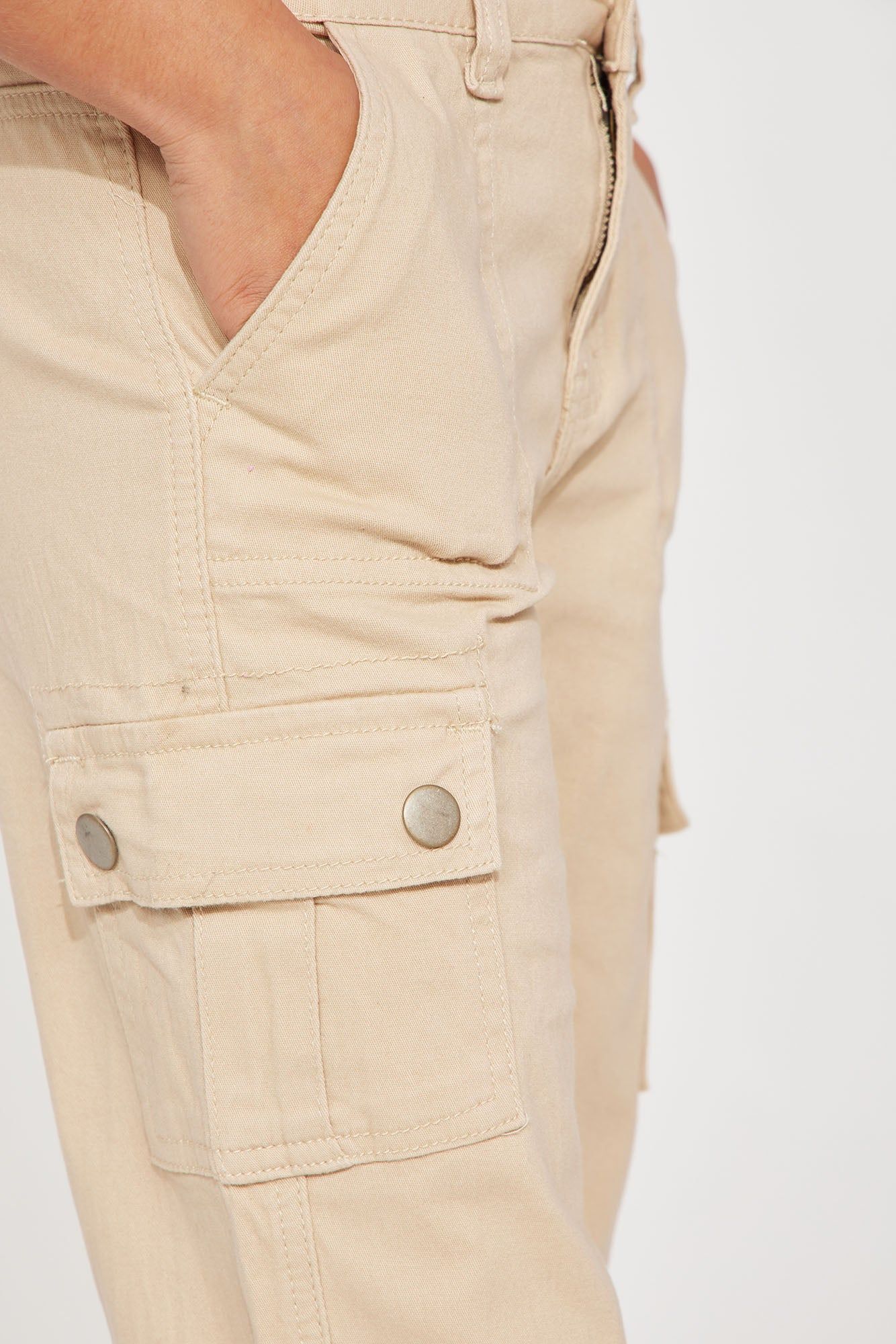 Mini Twill Belted And Ruched Ankle Cargo Pants - Khaki sold by Fashion Nova product image thumbnail 3